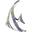 14K White Gold Multi-Gemstone and Diamond Angel Fish Brooch