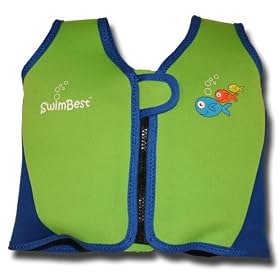 SwimBest Swim Jacket / Swim Vest - Lime/Royal Blue (Fish Logo) - 18 to 36 mnths - adjustable buoyancy
