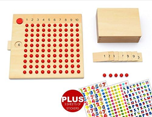 INTELLITOYZ Montessori Multiplication Bead Board PLUS 3 sheets of stickers