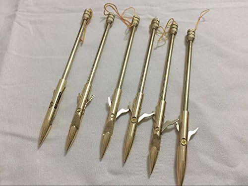 6PK Slingshot arrow heads arrow tips for fishing 6.2" stainless steel catapult fishing arrow broadheads (golden)