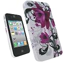 iGadgitz Pink Flower Design Hard Case Cover for Apple iPhone 4 HD 16GB & 32GB + Stick-on Screen Protector