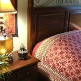Ruby Kilim ~ Rustic Designer Red Black Cotton King Duvet Cover