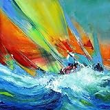 Jeu de voiles by Max Laigneau. CANVAS ROLLED. 12.00 inches width by 12.00 inches height. Highest Quality Art Poster Print