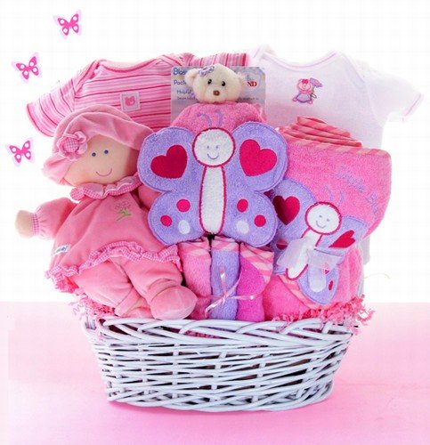 Butterfly Kisses Baby Girl Gift Basket