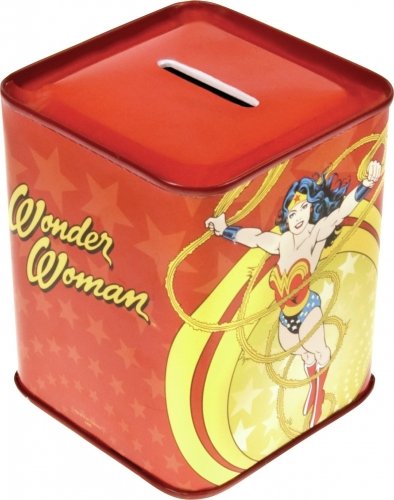  Wonder Woman - Tin Piggy Bank / Money Box (Vintage Design) (Size: 3.5" x 3" x 3")