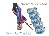 5 Gumdrop Pacifiers + American Flag Clip