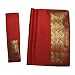 Brokat Sari rot traditionelles Wickelkleid aus Indien mit Blusenstoff und Wickelanleitung