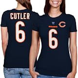 NFL Chicago Bears Jay Cutler #6 Fair Catch IV Ladies Player T-Shirt - Navy Blue (Medium)
