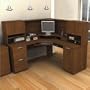 Bestar Elite Corner Desk and Hutch Office Set in Tuscany Brown