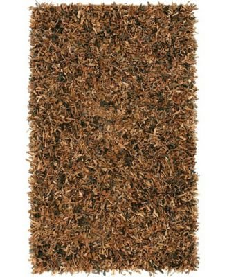 St. Croix Trading Company Marsh LL02 Leather Shag Brown Area Rug, 4' x 6'