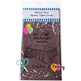 (12-pack) Heavy Duty Plastic Table Covers Tablecloth (Reusable) (Rectangle 54" X 108", Brown)