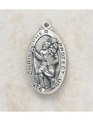 Sterling Filled Sf 7/8" Medal St. Christopher Oval W/ 20" Chain Religious Patron Saint St. Pendant Necklace Jewelry