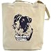Canvas Tote Bag Beige  Border Collie Graphic / Script  Dog