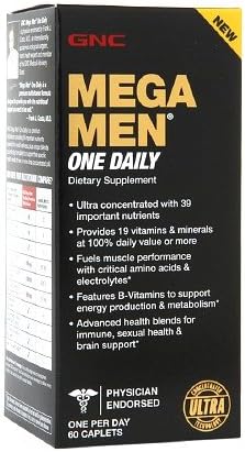 One Daily Multivitamin, Caplets 60 ea By GNC Mega Men(Pack of 2)