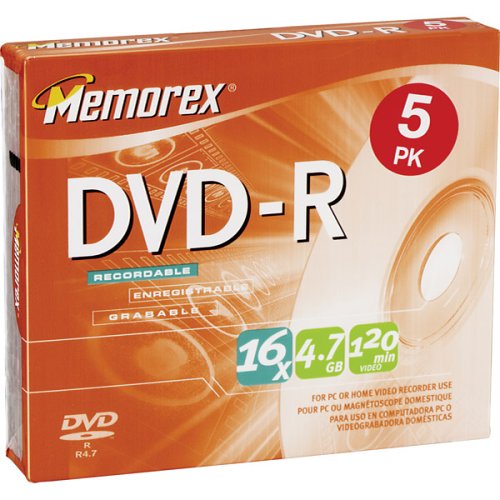 Memorex 4.7Gb/16x DVD-R (5-Pack Slim Case)
