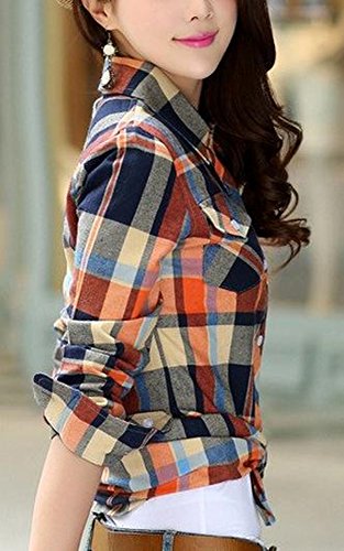 シャツ カジュアルシャツ ネルシャツ 大きい サイズ 有 お洒落 長 袖 チェック 柄 シャツ トップス 紺 朱 (オリジナル・ブレスレットとサシェセット)