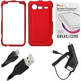 GTMax Red Rubber Hard Snap On Plastic Protector Cover Case + Clear LCD Scre ....