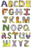 (24x36) Animal Alphabet (Cartoon Letters) Art Poster Print