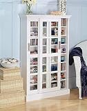 IMAGE OF White CD/DVD/VHS Sliding Glass door Storage cabinet rack