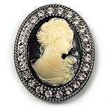 Classic Cameo Crystal Brooch (Gun Metal)