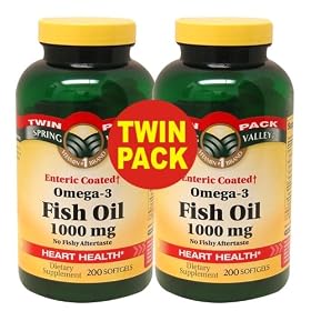 Spring Valley - Fish Oil Omega-3, 1000 mg, 400 Softgels, Enteric Coated, Twin Pack