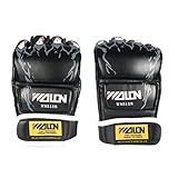 Accmart Leather Gel Boxing Gloves for Training Fighting Black(One Pair)