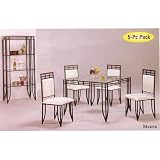 5pc Matrix Style Black Wrought Iron Square Dining Table w/4 Chairs Set