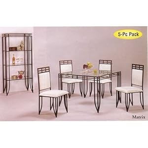 Click Here For Cheap 5pc Matrix Style Black Wrought Iron Square Dining Table W/4 Chairs Set For Sale