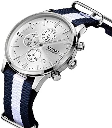 Huangtaii Men's Sport Watch with Silver Bezel White Dial Blue Band #Dyl-9