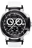 Tissot Men's T0484172705705 T-Race Black Chronograph Dial White Rubber Strap Watch