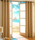 Malibu Grommet Top Curtain Panel 95'' long - Color : WHITE