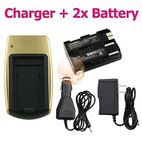 eForCity Premium 2 Batteries +Charger set for Canon BP-511 Powershot G2/G3/G5