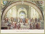 Bild mit Rahmen: Raphael, The School of Athens, 100 x 76 - Aluminium Classic: Gold poliert