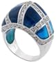 Sterling Silver Topaz Blue Resin Dome Ring with Cubic Zirconia Stones