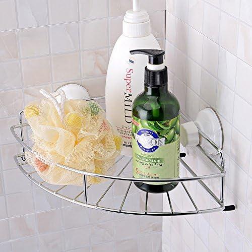 MSDY Wall-Mounted Stainless Steel Shower Caddies with Vacuum Suction Cups Shower Corner Shelf Shelf Kitchen Storage Basket