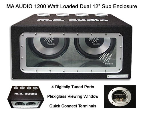 MA Audio MA12BPX 1200 Watt Dual 12" Bandpass Box Car Sub Enclosure
