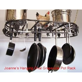 Grapevine Hanging Oval Cookware Pot Rack : Silvadillo finish & Options