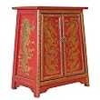 Handmade Asian Furniture - 24" Red Tibetan Cabinet / End Table With Gold Chinese Dragon Motif
