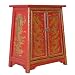 Handmade Asian Furniture - 24" Red Tibetan Cabinet / End Table With Gold Chinese Dragon Motif
