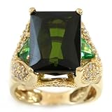 Gold-Exotic: 14K Bahia Green Tourmaline and Diamond Ring