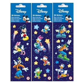 Mickey Mouse 3D Glow in the Dark Wall Decorations (pack of 3)