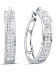 0.20 cttw. Diamond Earrings Fashion Hoops 10K Yellow Gold