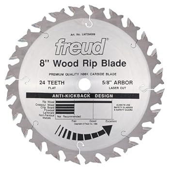  LM72M008 8 Inch 24 Tooth FTG Ripping Saw Blade with 58 Inch Arbor