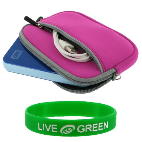 Portable Hard Drive Sleeve Case for Western Digital My Passport Essential USB 2.0 WDMER4000TN - Large Neoprene Sleeve - Magenta