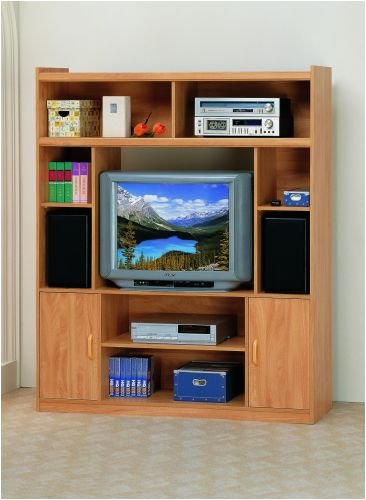 Natural Finish Wood Entertainment Center TV Stand
