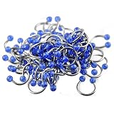 Wholesale Lot 116 Pieces of Surgical Steel Circular Barbell Bulk Package with Blue UV Glitter Ball
