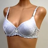Art-Beau $16 White Floral Mold Cup Bra #9002 sz 38AA