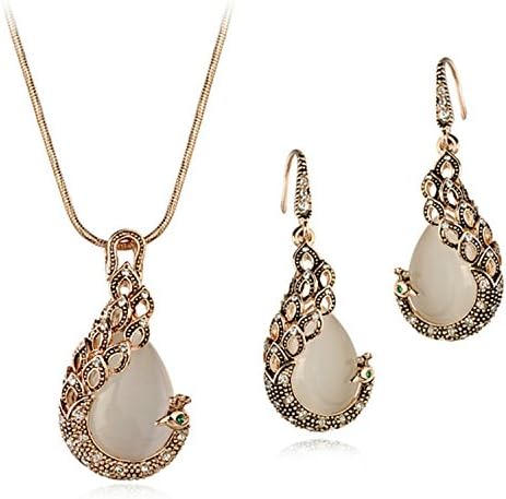 Etrys Sexy Bird of Wonder with Opal Pendant Necklace Earring Jewelry Set for Women