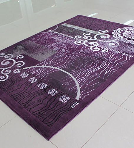 Homemusthaves Super Soft Geometric Carpet Rug Modern Contemporary Polyester Area Rug Carpet Living Room Bedroom Rug Carpet (5x7.3 Feet, Purple)