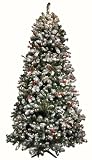 Good Tidings Tiger Pine Artificial Prelit Christmas Tree 4-1/2 Feet Tall with 250 Clear Lights and Flocking